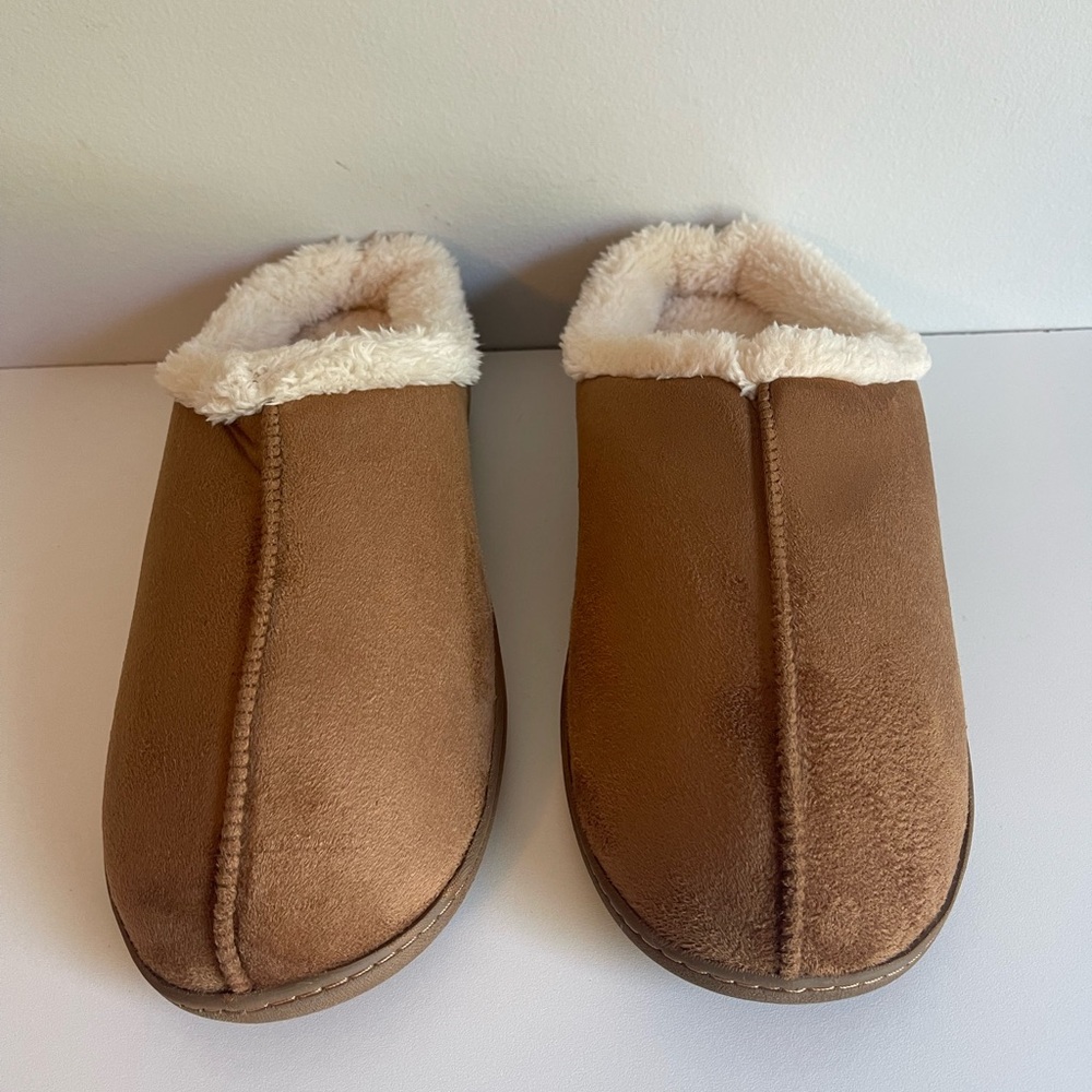 Women's (SZ 10-11) Men's (SZ 9-10) SHARPER IMAGE Memory Foam Slippers SZ LARGE